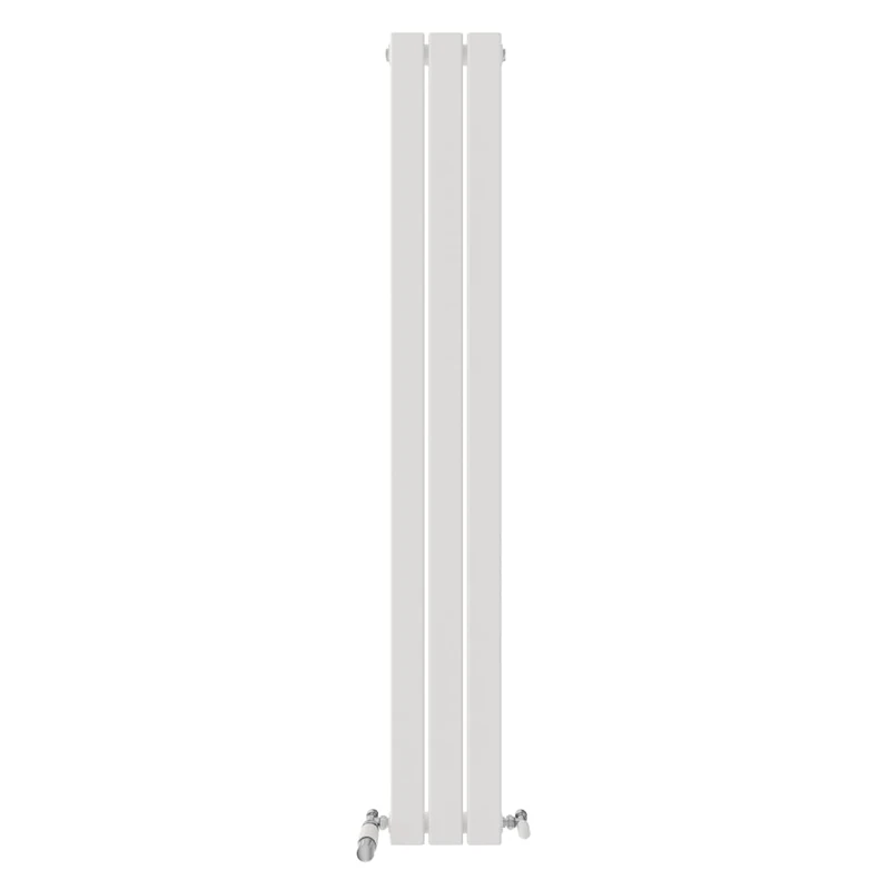iBathUK Apex Wall-Mounted Vertical Single Slim Flat Panel Radiator, 3-Column Steel, Hydronic Central Heating, High Thermal Output, Modern Designer Raidator for Bathroom in Matt White, 1600x228 mm
