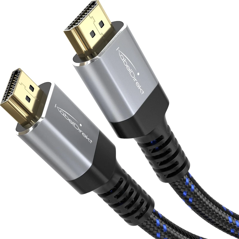 HDMI Cable 4K – 15m – with A.I.S Shielding – Designed in Germany (supports all devices like PS5, Xbox, Switch – 4K@60Hz, High Speed lead with Ethernet, Nylon braided) – by CableDirect