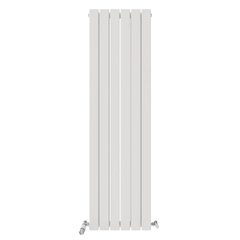 iBathUK Apex Wall Mounted Vertical Double Slim Flat Panel Radiator, 6-Column Steel, Hydronic Central Heating, High Thermal Output, Modern Designer Radiator for Bathroom in Matt White, 1600x456 mm