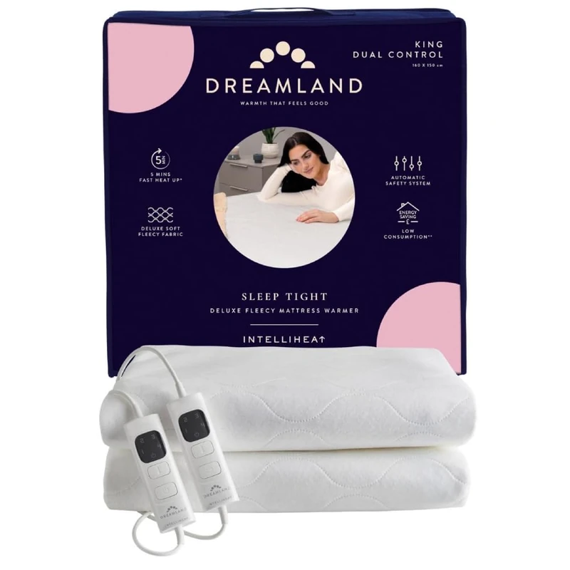 Dreamland Sleep Tight Electric Blanket – Premium Heated Fitted Underblanket with 6 Heat Settings, Fast Heat Up, Overheat Protection & Machine Washable, Timer, 160 x 150cm - King Size - Image 1