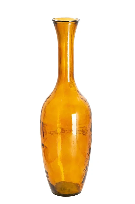 GILDE Large Decorative Vase XL Floor Vase Made of Recycled Glass – Glass Vase Arturo – Decorative Living Room Colour: Orange/Yellow – Height 65 cm