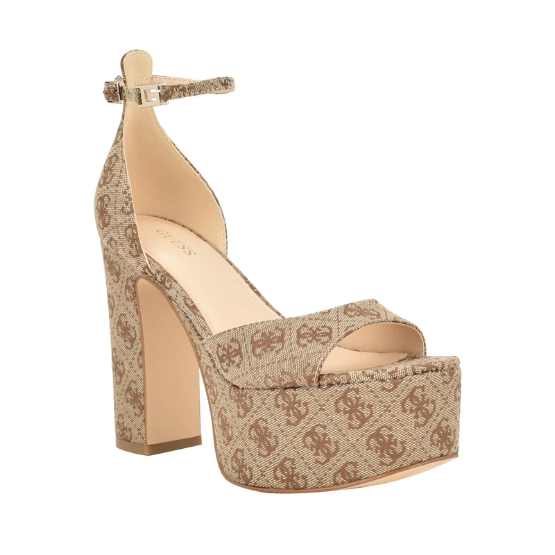 GUESS Women's Selima Heeled Sandal, Brown Logo 210, 8.5 UK - Image 1