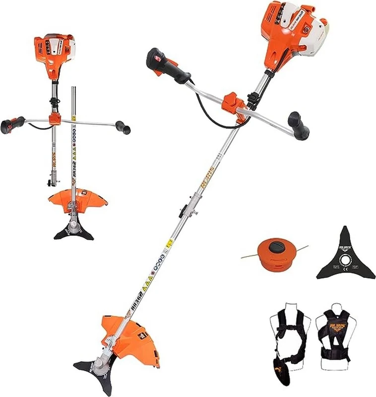 Ruris RR362 2.4CH Thermal Brushcutter, Professional File Cutting Spool, Ruris Plus Comfort Handlebar Support, Triple Disk, Flexible Shaft in 2 Parts, Ergonomic Safety Harness