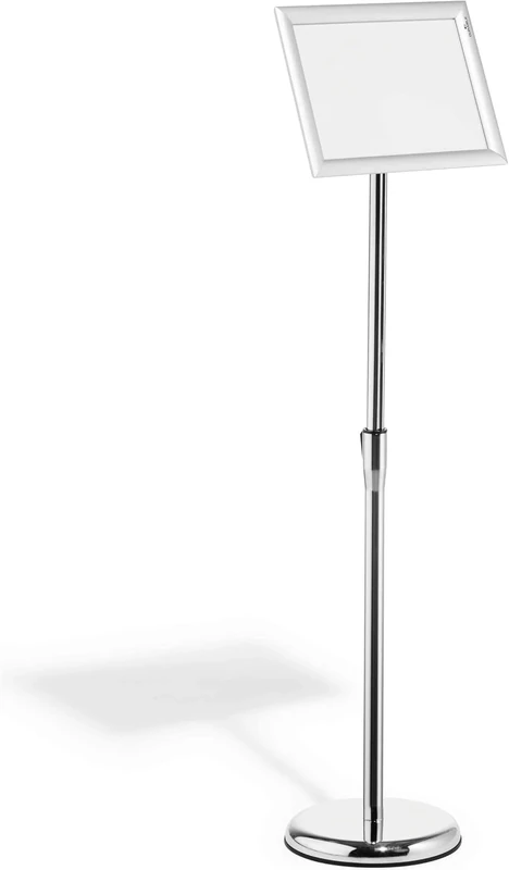 Durable Information Floor Stand with Aluminium Snap Frame A4 - Silver - Pack of 1 - for Displaying Menus, Posters, Information, etc