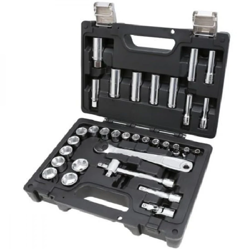 BETA - 913E/C33 Socket Key Box, Set of 28 Hexagonal Socket Wrenches and 5 Accessories, in Plastic Box. Socket Wrench kit in Shockproof Plastic case with Metal latches