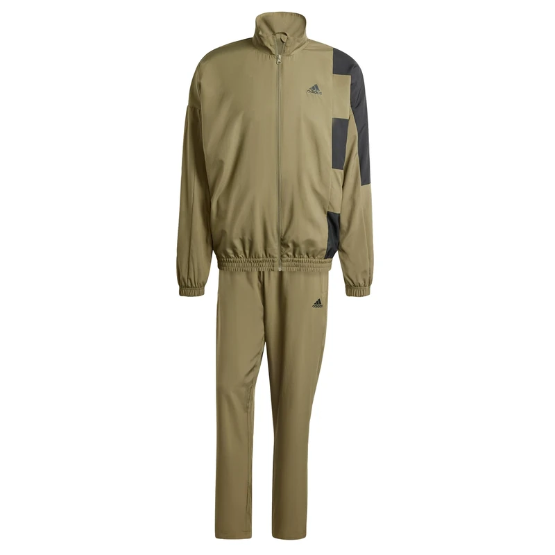 adidas Men's Sportswear Colorblock Track Suit, Olive Strata/Black, M