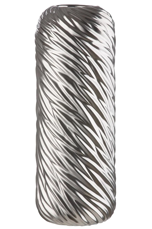 GILDE Ceramic Vase, Decorative Living Room Gift for Women, Colour: Silver, Height 40 cm