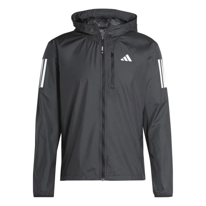 adidas Men's Own the Run Jacket, Black/White pocket, S Tall