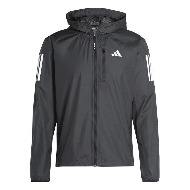 adidas Men's Own the Run Jacket, Black/White pocket, S