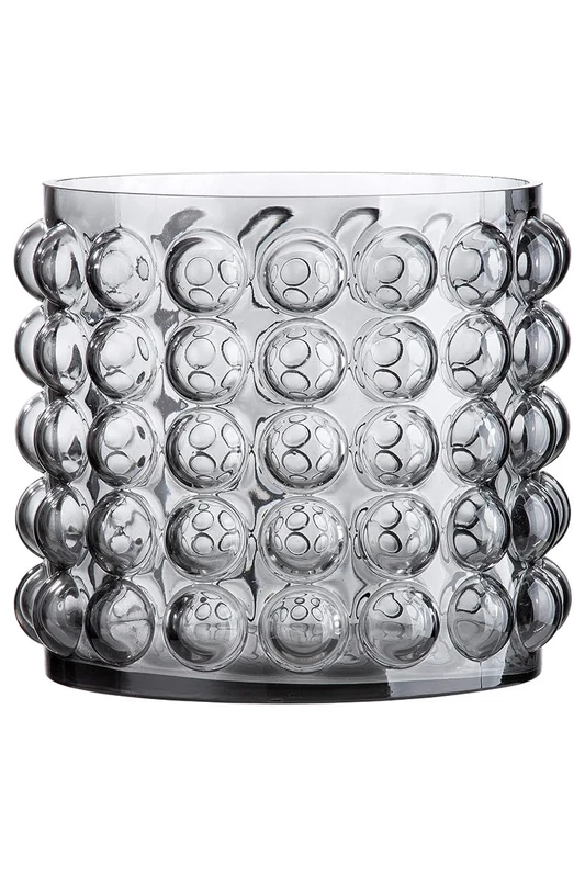 GILDE Decorative Glass Vase - Small Flower Vase Made of Glass - with Round Nubs - Modern Decoration Gift Birthday Gift - Colour: Grey Height 17 cm