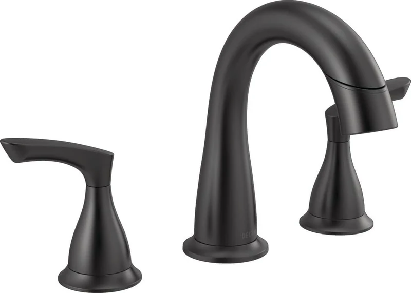 Delta Faucet Broadmoor Pull Down Bathroom Faucet Black, Bathroom Pull Out Faucet, Widespread Bathroom Faucet 3 Hole with Magnet Dock, Bathroom Sink Faucet, Matte Black 35765LF-BLPD