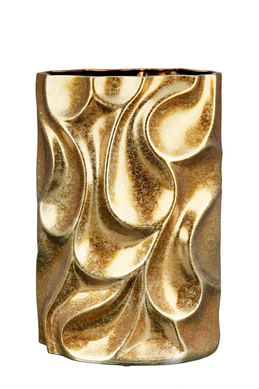 GILDE Decorative Ceramic Vase Flower Vase – Waterproof European Manufacture – Decorative Living Room – Advent Christmas Decoration Gold – Colour: Antique Gold Height 36 cm