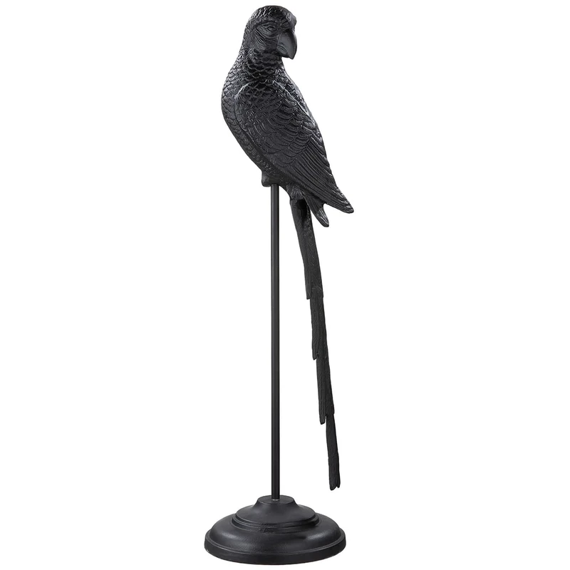 GILDE Parrot Aluminium Figurine – Black/Matt – Bird – Height 85 cm – Decoration – Sculpture – Art – Home Accessory