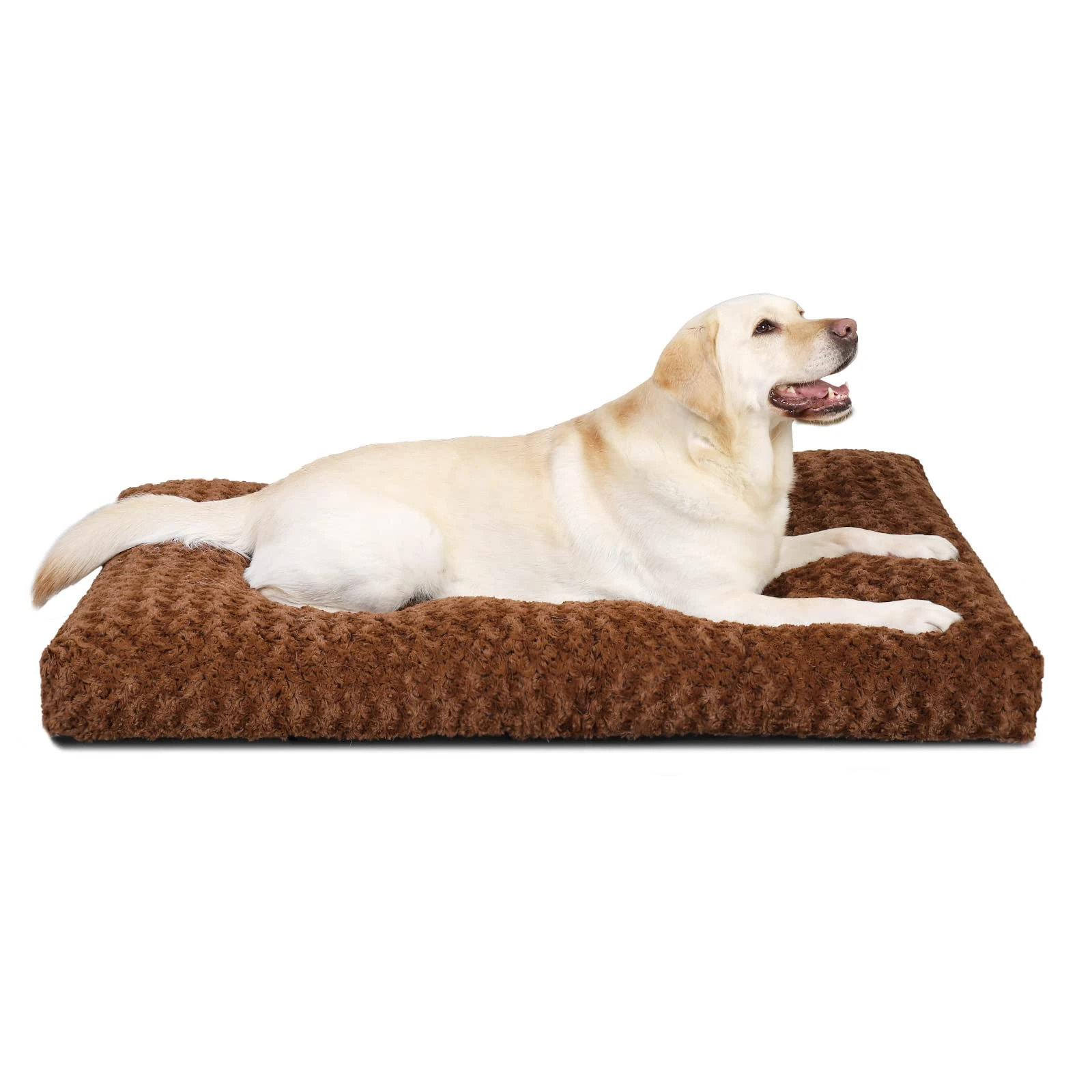 KSIIA Extra Large Dog Bed Washable, XL Calming Crate Mattress with Non Skid Bottom, Fluffy Anti Anxiety Dog Beds, Pet Pillow Cushion, Brown, 105x70x9cm