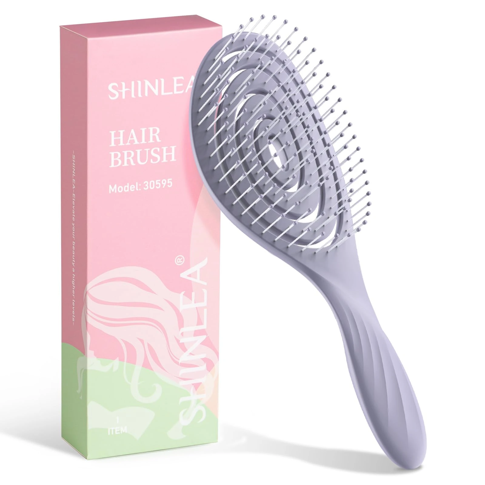 SHINLEA Hair Brush Anti Tangle Detangle, Wet & Dry Head Massaging Spiral Hairbrush for Women, Men, kids, Glide Through Tangles For All Hair Types (Purple)