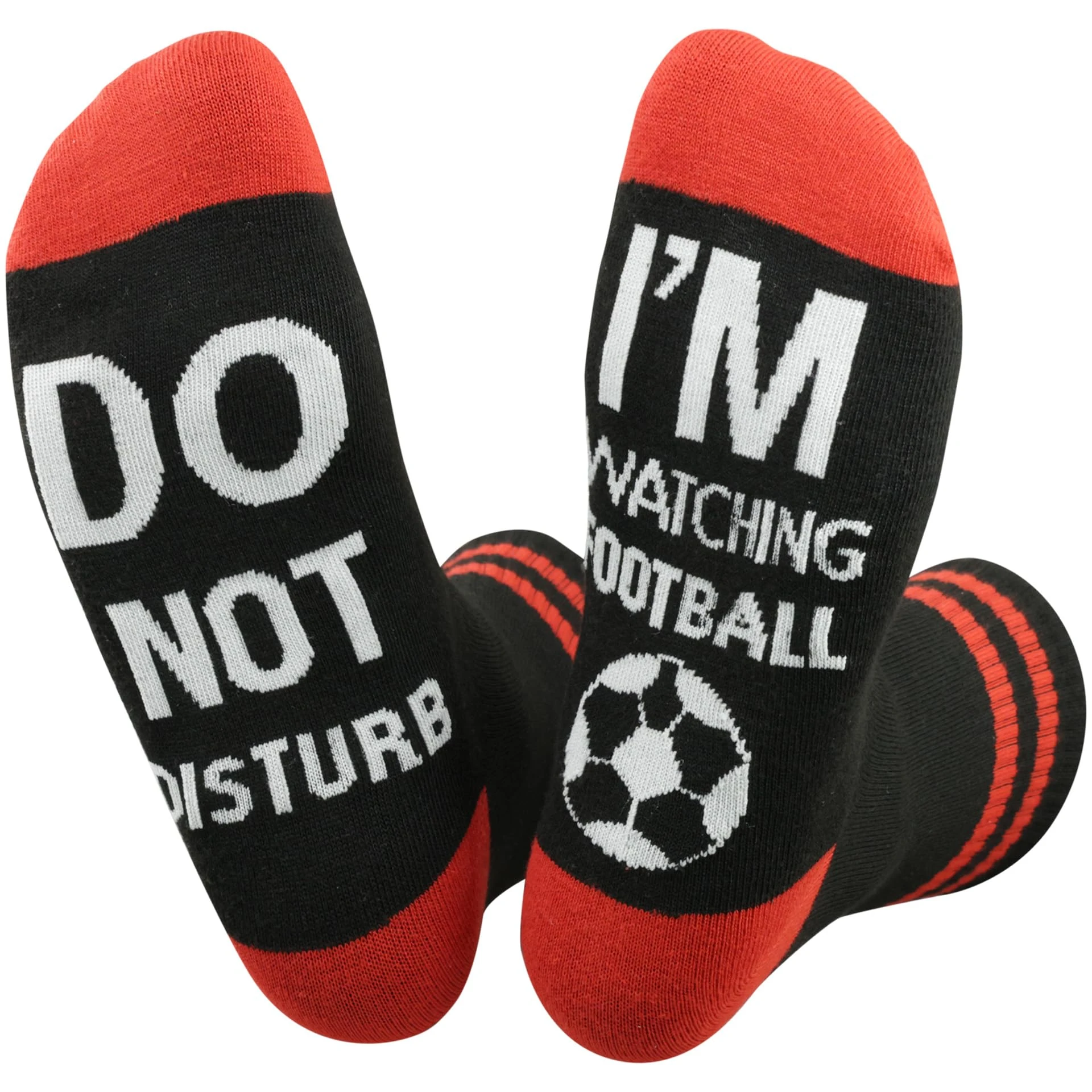 Himozoo Father's Day Gift for Dad from Daughter/Son/Wife Funny Socks, 'Do Not Disturb I'm Watching Football' Printed Socks, (Db-Red)