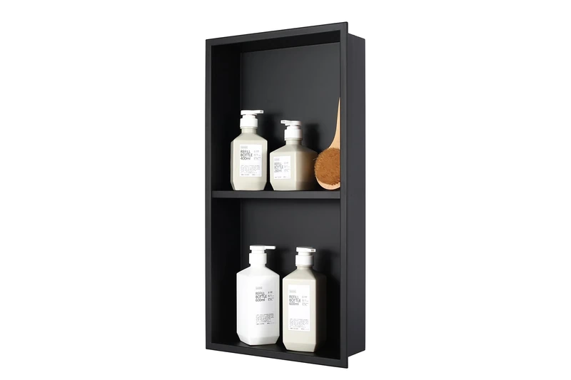 IKITRAEE Shower Niche Ready for Tile Insert Storage Shelf Stainless Steel Shower Wall Niche Tile Needed Recessed Niche Shower for Storage, Stainless Steel Bathroom Shelfshower niche12X24 INCH