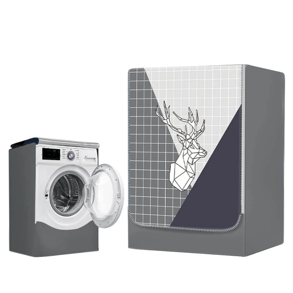 FANSU Washing Machine Cover Waterproof Dustproof Front Load Washer Dryer Machine Cover Protector Nordic Deer Sunscreen Washer Protection Tumble Dryer Cover Front Loading (Classic,S (4-7.5kg))