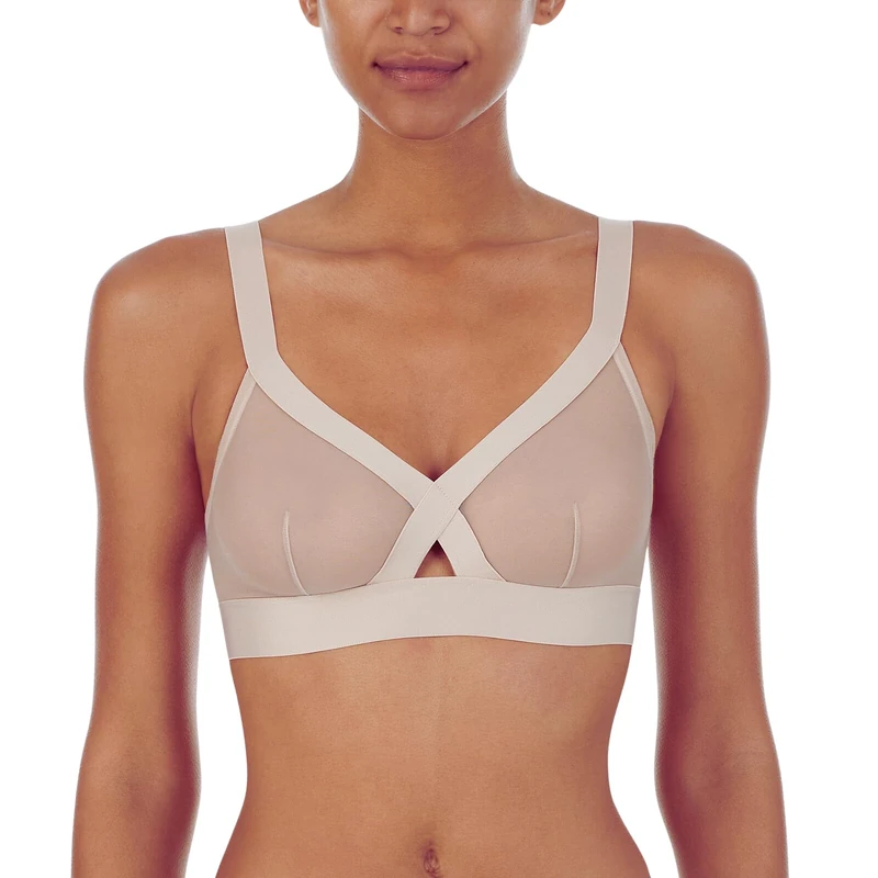 DKNY Women's Sheers Wirefree Softcup Bralette Bra, Cashmere, L - Image 1