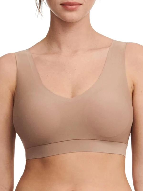 Chantelle Women's Soft Stretch Padded V-Neck Bra Top, Coffee Latte, M/L