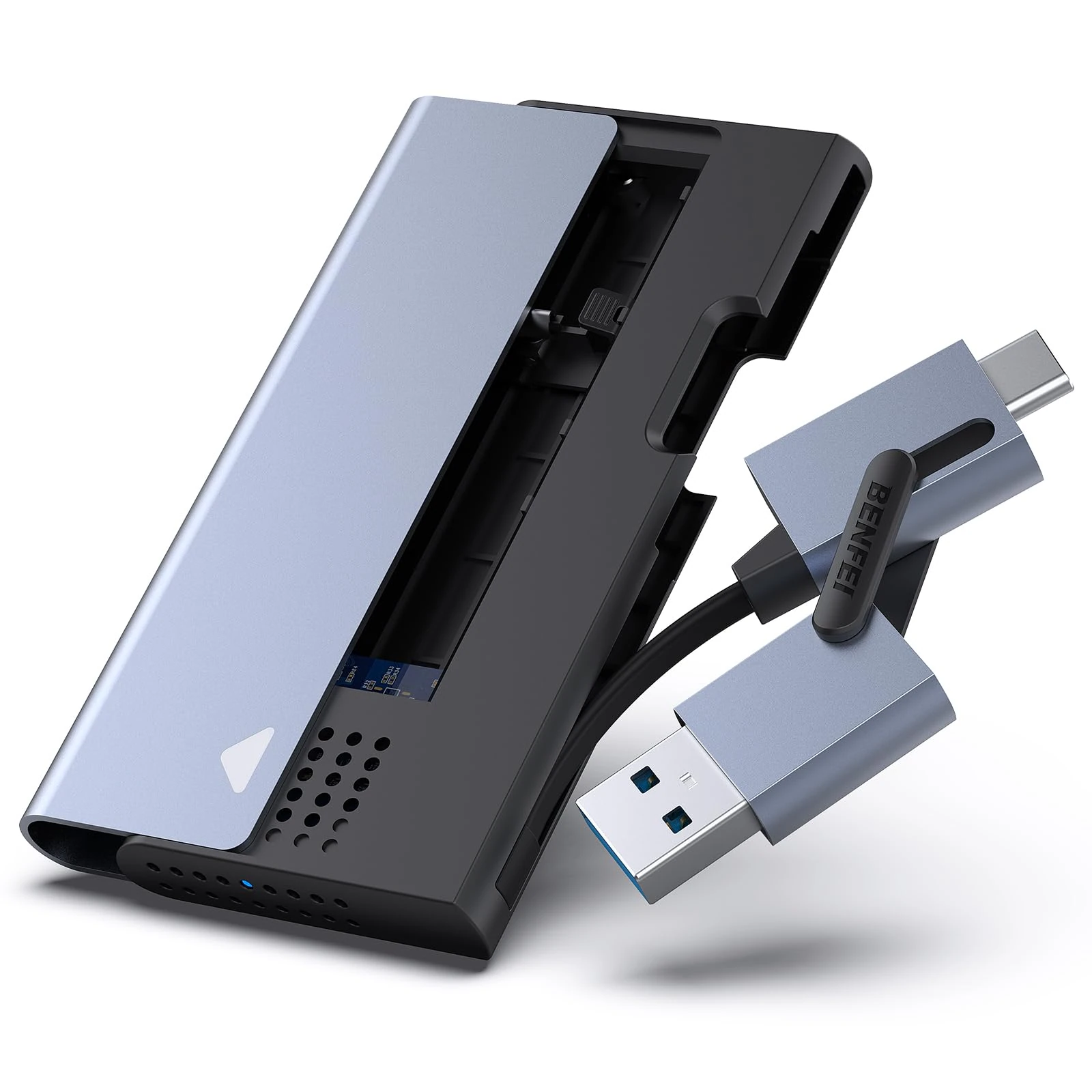 BENFEI M.2 NVME/PCI-E SATA SSD Enclosure, 10 Gbps USB Type-C/Type-A, Supports UASP Trim for NVME/SATA SSDs 2242/2260/2280