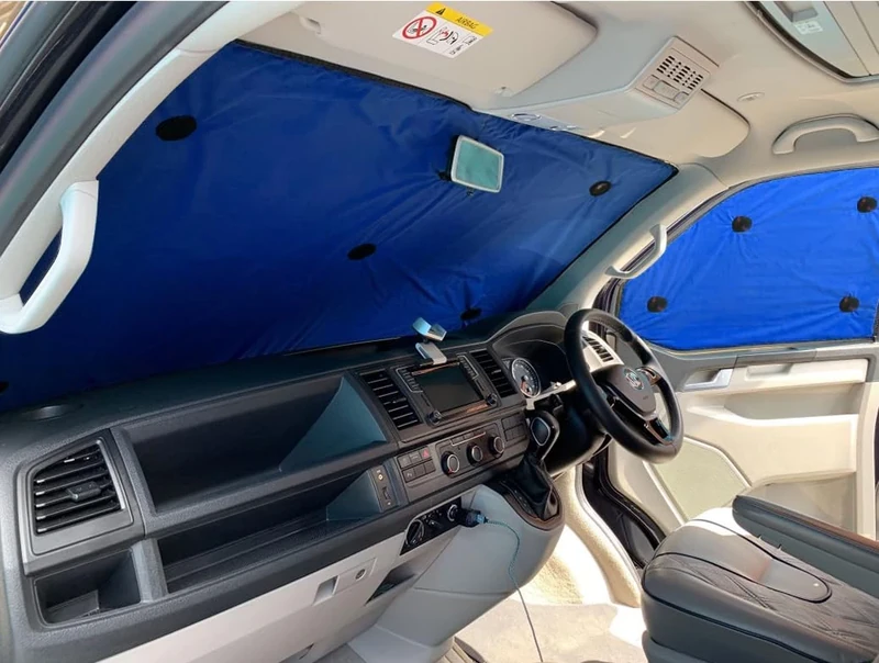 Covprotec Front Set Of Thermal Blinds, Compatible/Replacement For Honda Stepwagon (2009-2015) Backing Colour In Blue
