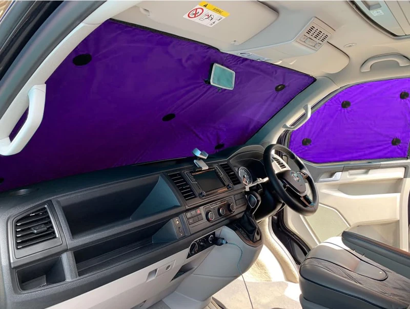 Covprotec Front Set Of Thermal Blinds, Compatible/Replacement For MAN TGE LWB (2006-2019) Backing Colour In Purple