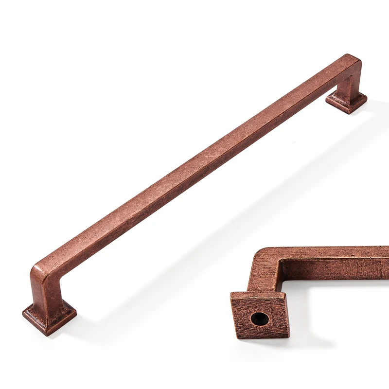 khtumeware 6 Pack 12-5/8 Inch Hole Center Antique Copper Cabinet Cup Pulls Vintage Drawer Pulls Solid Cabinet Hardware Aged Kitchen Handles for Cabinets Cupboard Handles Drawer Handles