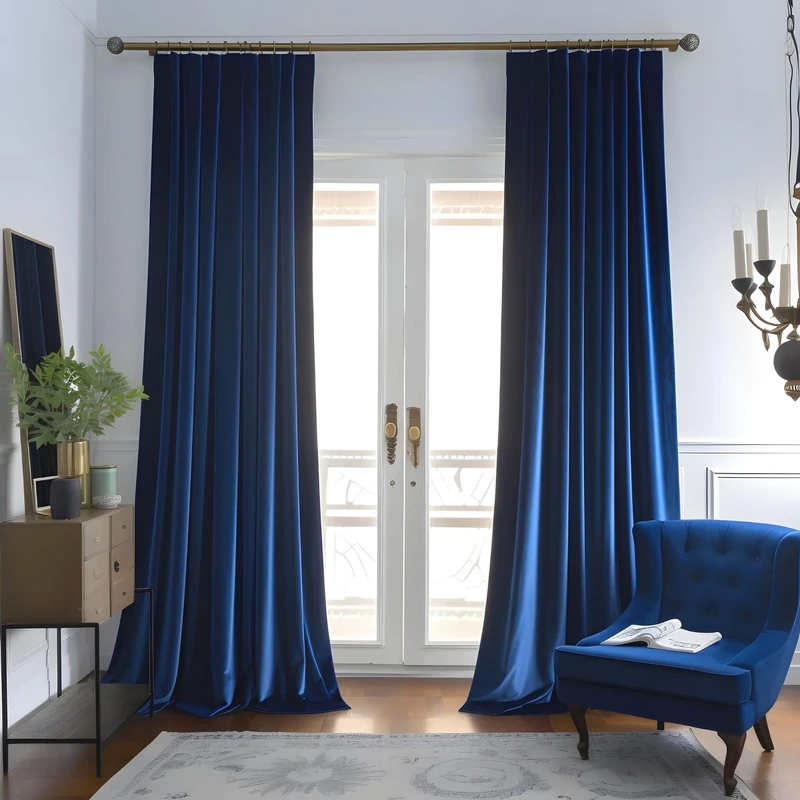 Aljctns Royal Blue Velvet Curtains 84 inches Long Luxury Room Darkening for Bedroom Living Room,Thermal Insulated Super Soft Window Drapes Rod Pocket & Back Tab, 52" W x 84" L, 2 Panels Set