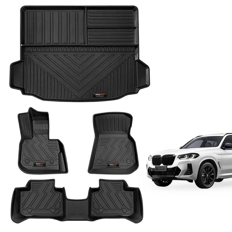 Jdeymat Custom Fit Floor Mats & Trunk Cargo Liner Compatible for 2018-2024 BMW X3 G01 2019-2024 BMW X4 G02 All Weather TPE Rubber Upgrade Material