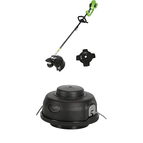 Greenworks 40V Cordless Brushcutter Brushless, Adjustable Height, 40cm Cutting Width, Bump Feed, No Battery & Charger, GD40BC + Extra Trimmer Head