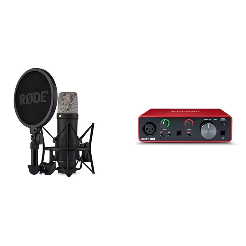 RØDE NT1 5th Generation Large-diaphragm Studio Condenser Microphone with XLR and USB Outputs & Focusrite Scarlett Solo 3rd Gen USB Audio Interface, The Guitarist, Vocalist