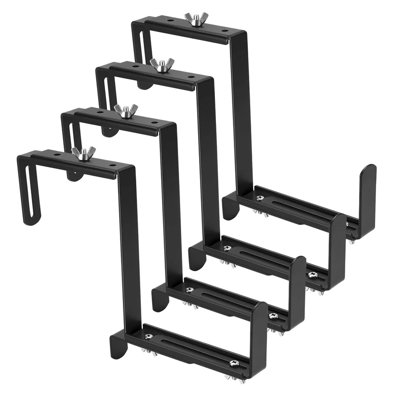 VIVIKEN Adjustable Planter Box Brackets - 4 Pack for Deck Railing - Image 1