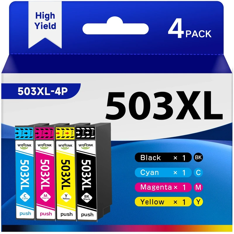 WYFYINK 503XL Ink Cartridges compatible with Epson 503 XL Ink Cartridges for Epson Expression Home XP-5200 XP-5205 Workforce WF-2960DWF WF-2965DWF (4 Pack)