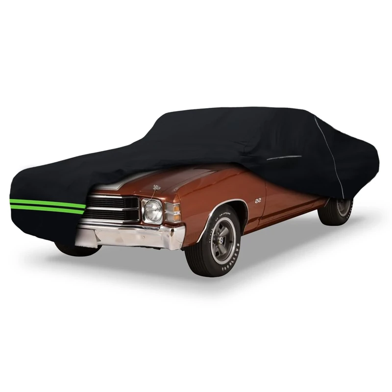 Waterproof Car Cover Replace for Chevy Chevelle Malibu SS Sedan/Coupe 1964-1967 1968-1972 210T All Weather Classic Car Covers with Zipper Door for Snow Rain Dust Protection