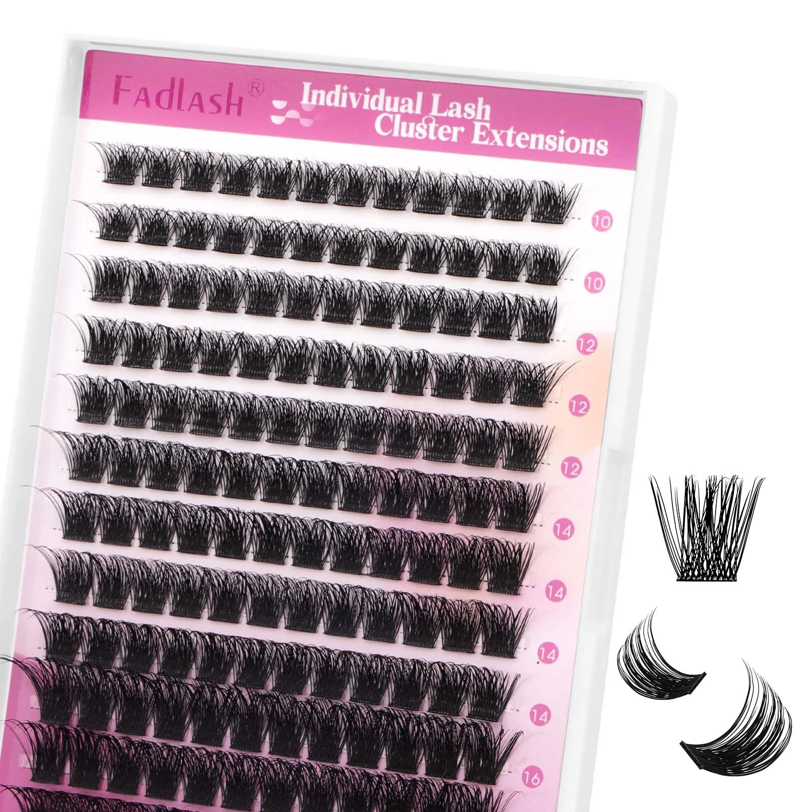 FADLASH Individual Cluster Lashes 10-16mm 0.07mm144pcs Mixed Tray Individual Lashes D Curl natural and wispy individual lashes DIY Lash Extension Kit Home (J02-0.07D, 10-16mm)