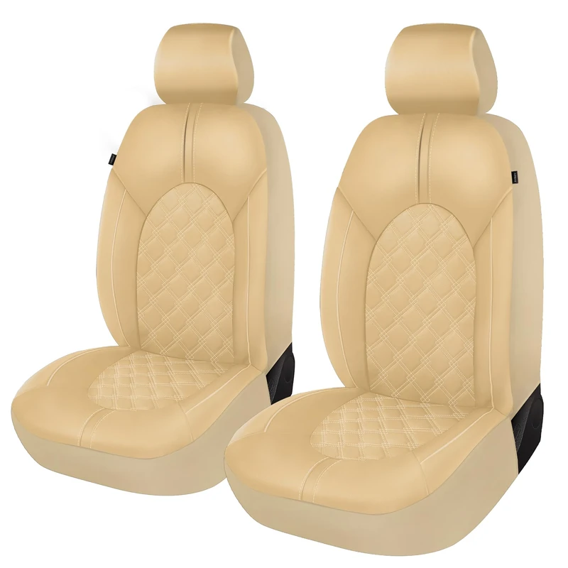 CAROMOP - Luxury PU Leather Car Seat Covers Set, Stain Resistant Waterproof Universal Seat Covers for Cars Seat Protectors for SUV Pick-up Truck (Line