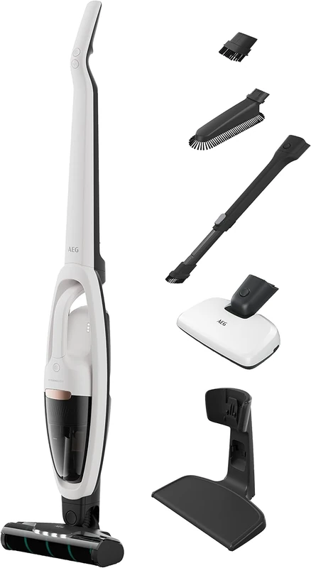 AEG Cordless Vacuum Cleaner, AS52HP25SH, Hygienic 5000, Floor Nozzle with LED Front Light, Furniture Brush, Freestanding Parking Function, Hygiene Filter, Washable, 58% Recycled Plastic, 80 dB, Shell