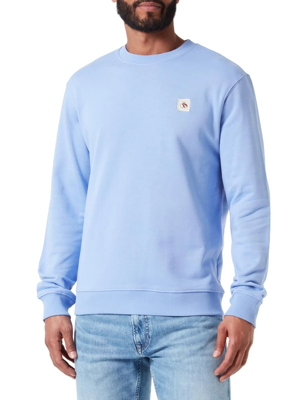 Scotch & Soda Men's Essential Logo Badge Sweatshirt, Ocean Mist 4133, S