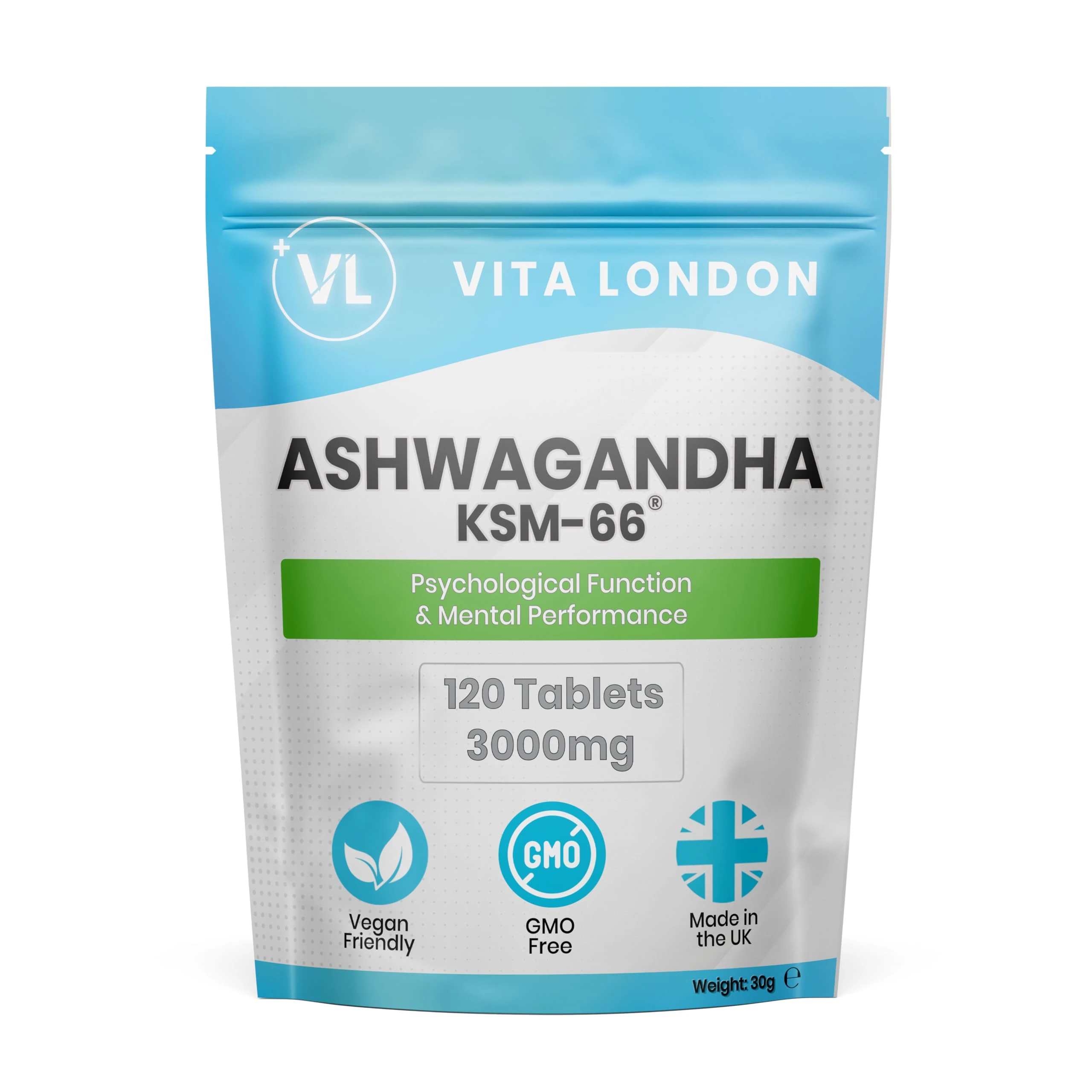 Ashwagandha KSM-66 High Strength Tablets 3000mg | 2 Month Daily Supply | 120 Organic Supplement Tablet (Not Capsule, Gummies or Powder) | Made in UK | Vegan