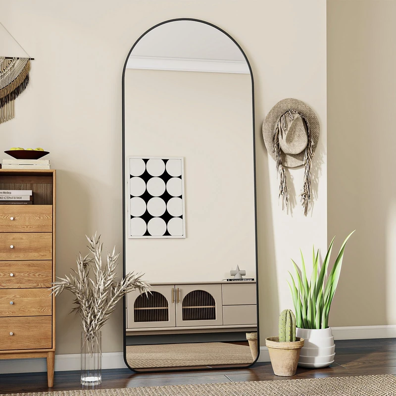 Koonmi 52 x161 cm Arch Mirror Full Length, Standing Full Body Dressing Mirror with Round Corners, Wall Mounted, Leaning, for Living Room, Black - Image 1