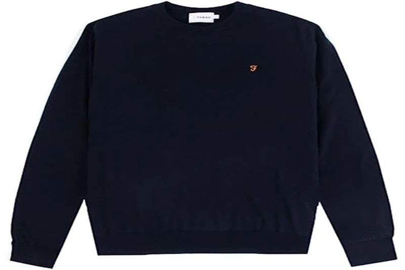 Farah - Men's Jumper, Mullen Crew Neck Sweater, Long Sleeve, Organic Cotton, Slim Fit, Pink Rose, M