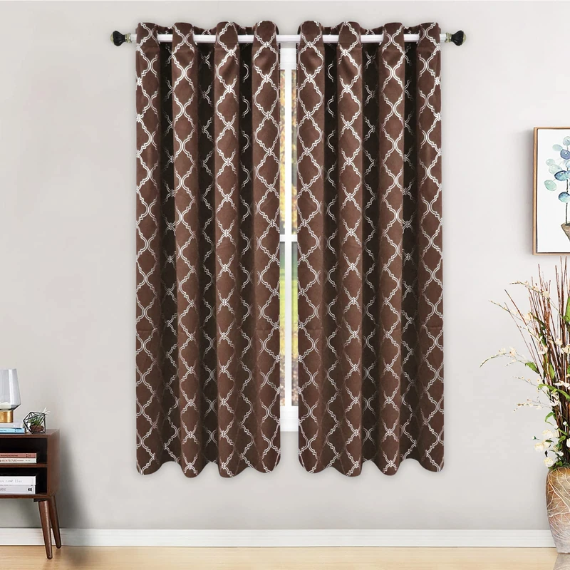 LiveGo Blackout Curtains, Opaque Curtain with Eyelets for Bedroom, Blackout Curtains for Indoor Use (2 Pieces/132 x 240 cm, Coffee)
