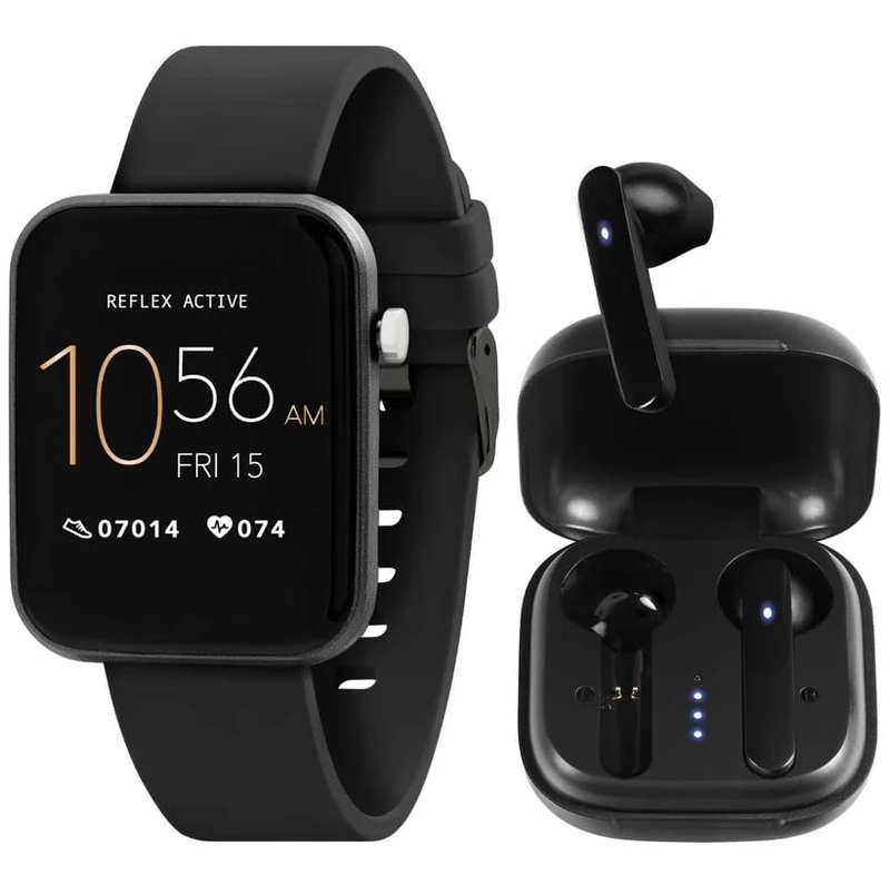 Reflex Active Series 13 Black Smart Watch and True Wireless Sound Earbud Set