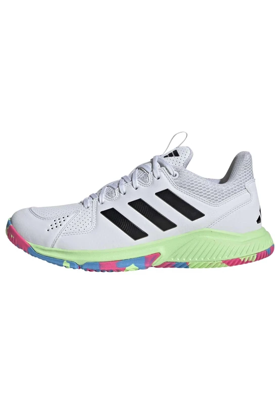 adidas Women's Court Flight Shoes, Cloud White/Core Black/Green Spark, 6.5 UK