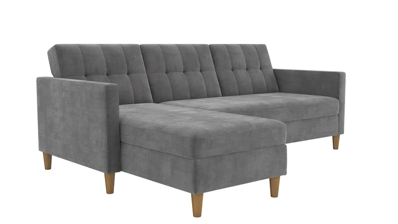 DHP Hartford Sectional Sofabed Chenille Grey
