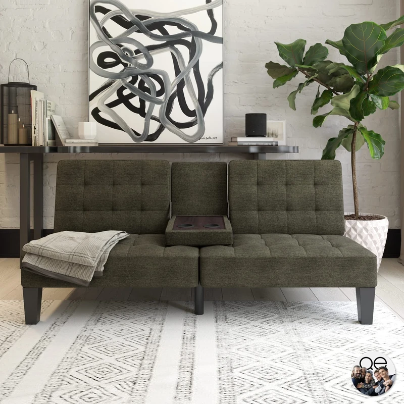 DHP Furniture Adalynn Convertible Sofabed Grey Linen