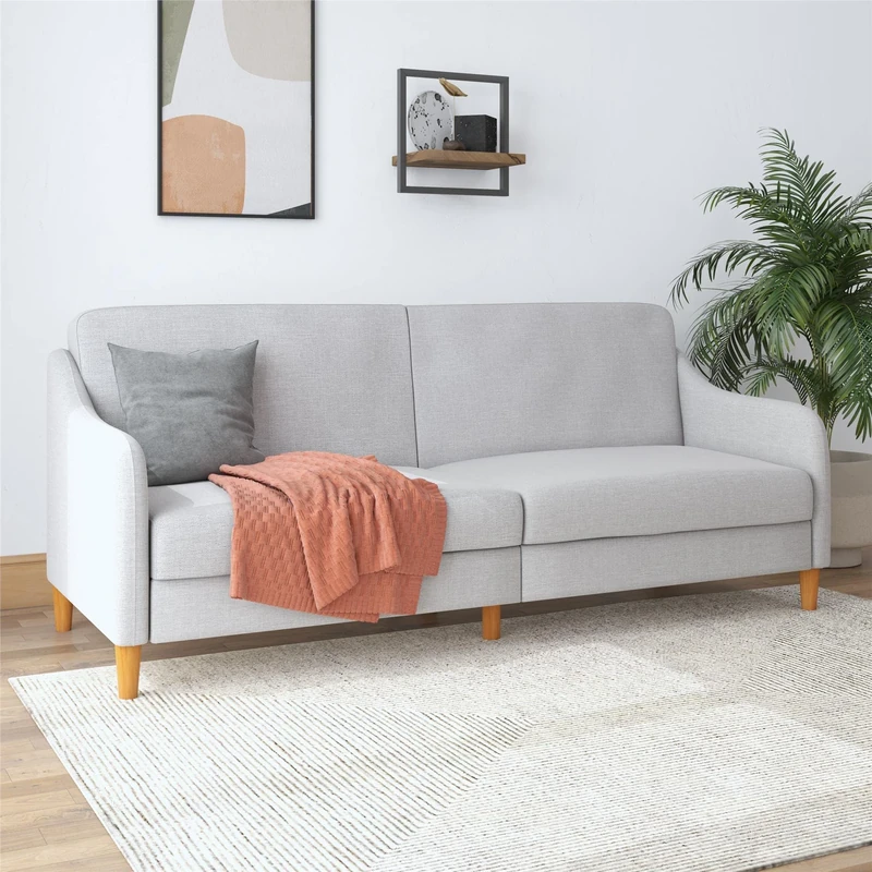 DHP Furniture Jasper Coil Sofabed Light Grey Linen
