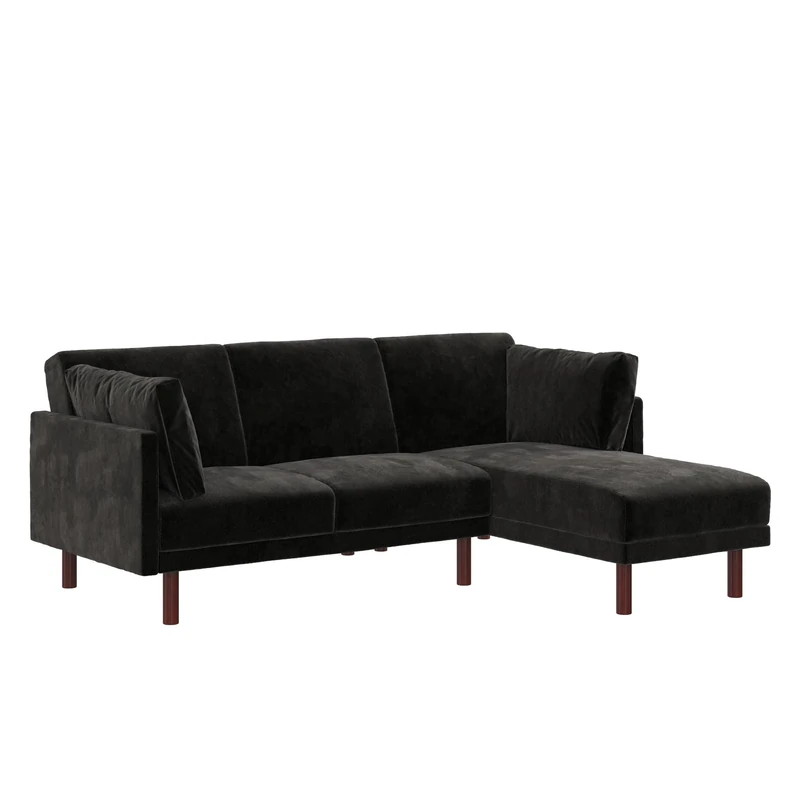 DHP Furniture Clair Sofabed Velvet Black, 205x156x79cm