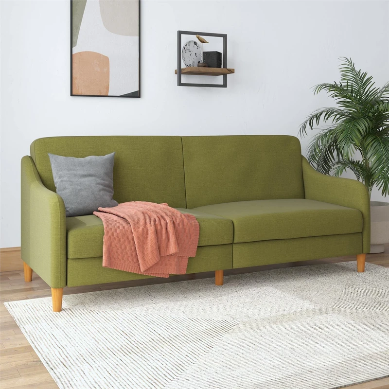 DHP Furniture Jasper Coil Sofabed Green Linen